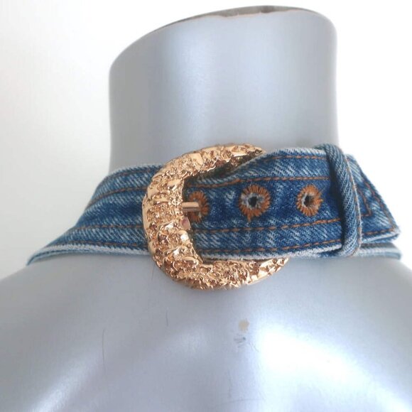 Cult Gaia Anice Buckled Cutout Halter Mini Dress Blue Denim Size 10 NEW - Picture 6 of 9